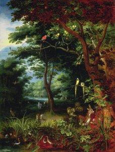 Paradise scene with Adam and Eve